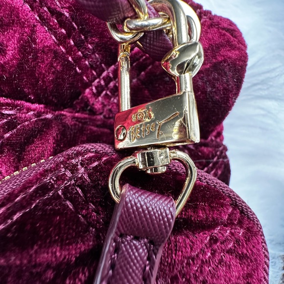 Betsey Johnson Velvet Quilted Shoulder/crossbody Bag - Deep Red - Picture 10 of 12